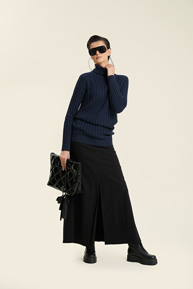 Boğazlı Triko Bluz - 1