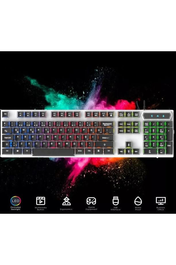 Kablolu Gaming oyuncu Klavye Mouse Mousepad Set Mouse Pad Gamer Işıklı - 5