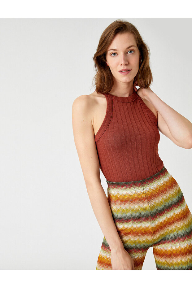 Knitwear Athlete Halter Collar Ribbed