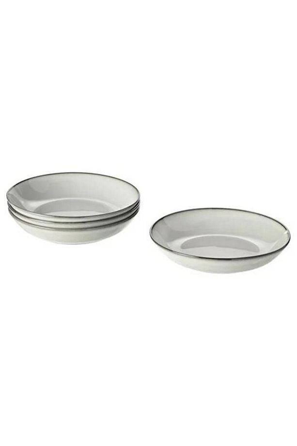 Gladelig Derin Tabak Seti, MeridyenDukkan Gri Renk 21 cm, 4 Adet Yemek Tabağı Kumlu Sır Yüzey - 1