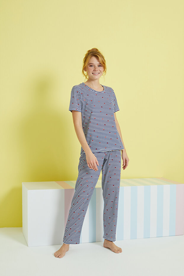 çok renkli Örme Pijama Takım - 2