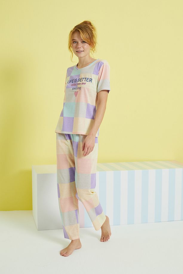 çok renkli Örme Pijama Takım - 2