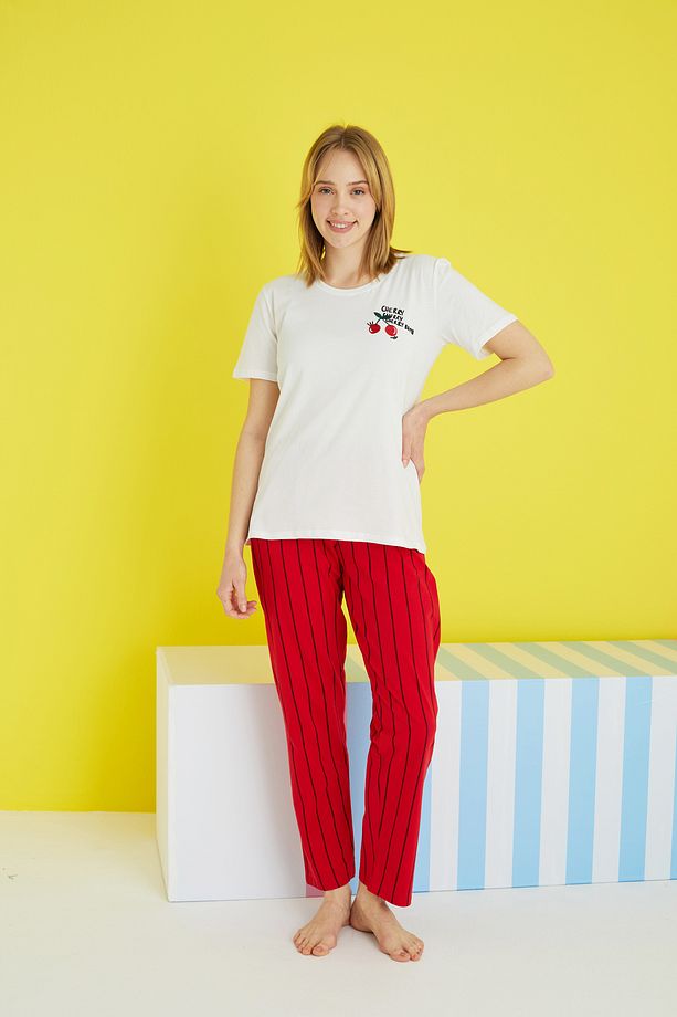 çok renkli Örme Pijama Takım - 2