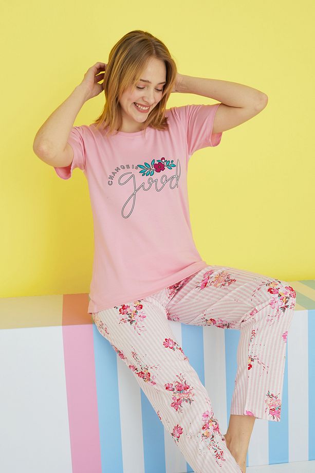 çok renkli Örme Pijama Takım - 1