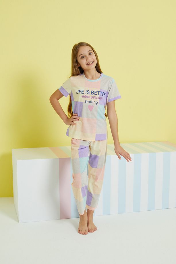 çok renkli Örme Pijama Takım - 4