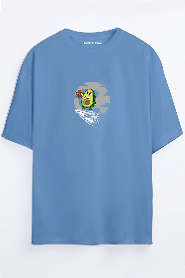 تي شيرت أبيض كبير الحجم مطبوع عليه Avocado King للجنسين