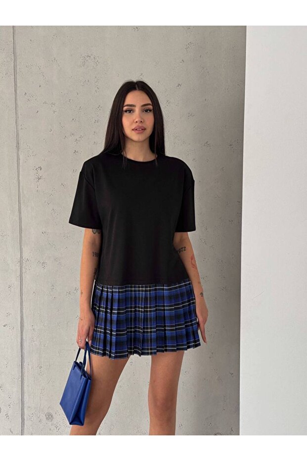 Pliseli Etek Detaylı Elbise - 5