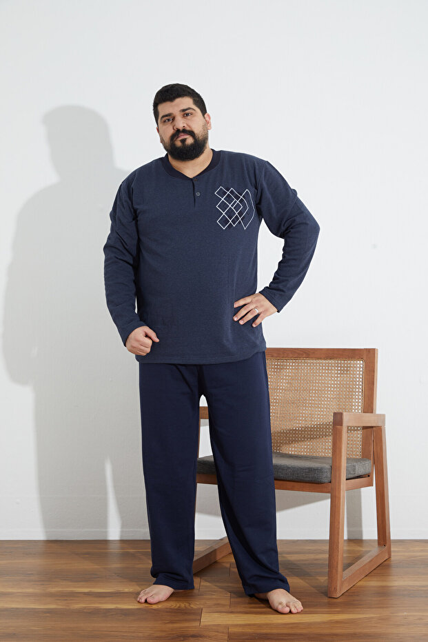 Battal Large Size Two Thread (thick) Long Sleeve Pajama Set
