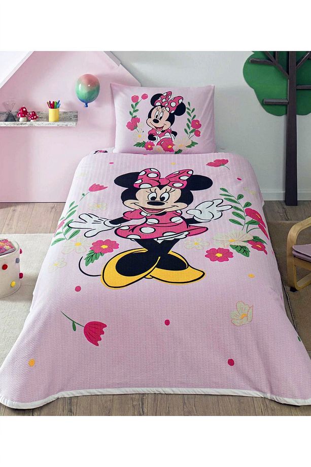 Minnie Mouse Golden Lisanslı Tek Kişilik Pike Takımı - 1