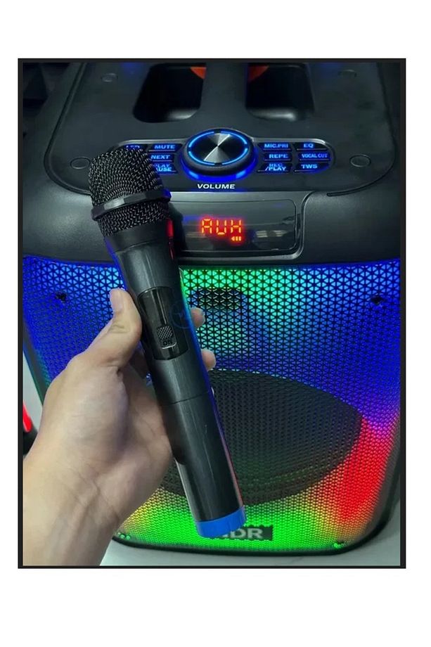 MİKROFONLU BLUETOOTH HOPARLÖR LED IŞIKLI TAŞINABİLİR ŞARJLI SES SİSTEMİ TF KART USB FM RADYO 1600W - 7