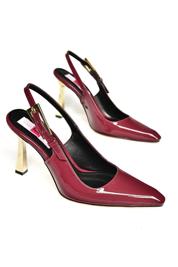 S752098708 Bordó lakkbőr, vastag sarkú női cipő - 6