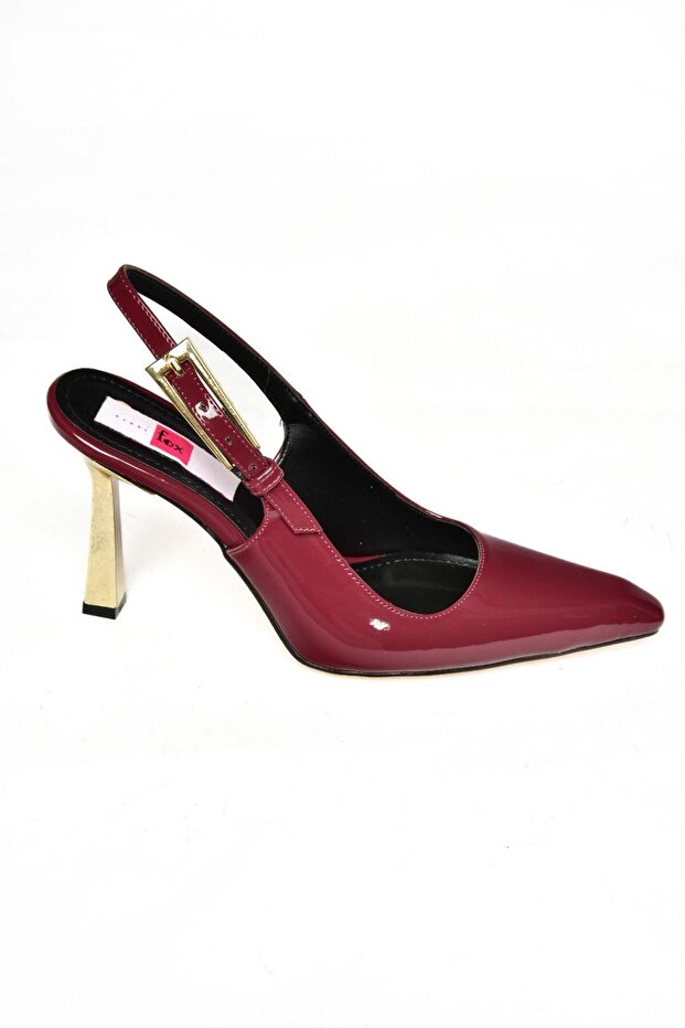 S752098708 Bordó lakkbőr, vastag sarkú női cipő - 5