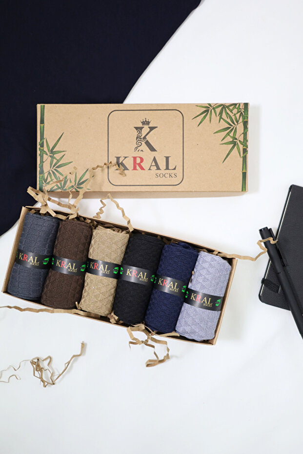 6 Pairs of Men's Bamboo Seamless Classic Socks in Premium Gift Box