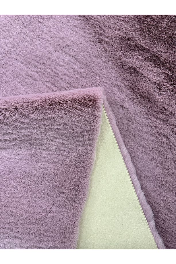 Modern Tavşan Tüyü Yumuşacık Tüy Dökmez Peluş Halı Lila - 4