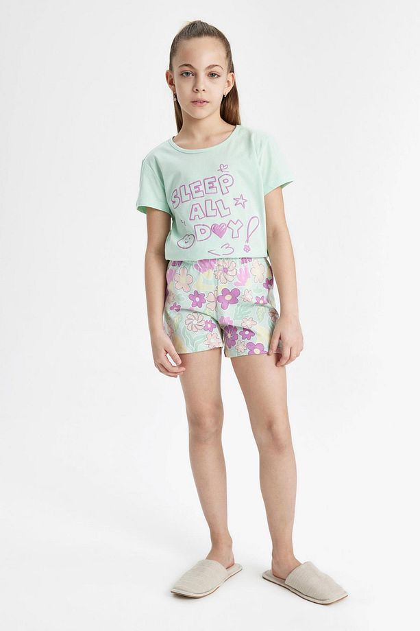 Kız Çocuk Pijama Takımı Baskılı Kısa Kollu Üst Şort C2840a824sm - 2