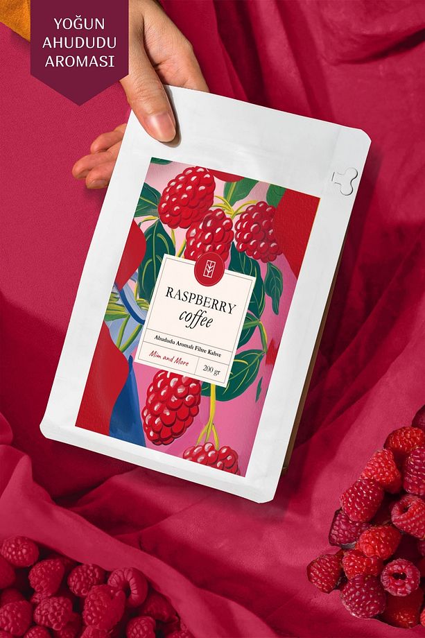 Raspberry Coffee - Ahududu Aromalı Kahve Çekirdek Kahve, 200 gr - 1