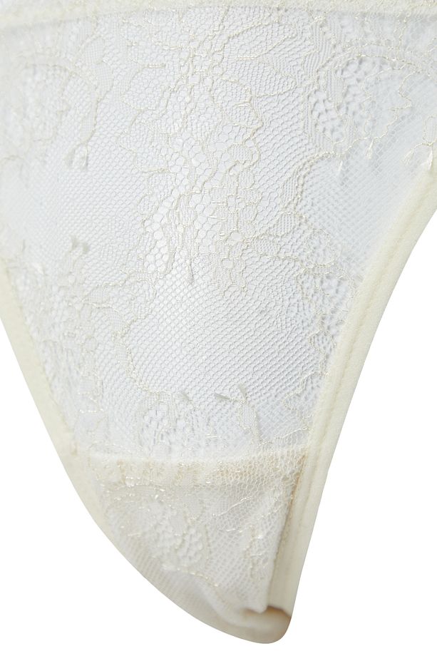 Bride/Bridal Beyaz Dantelli Bacak Bantlı İp Askılı Kapsız Örme İç Çamaşırı Takımı THMSS24CC00023 - 10