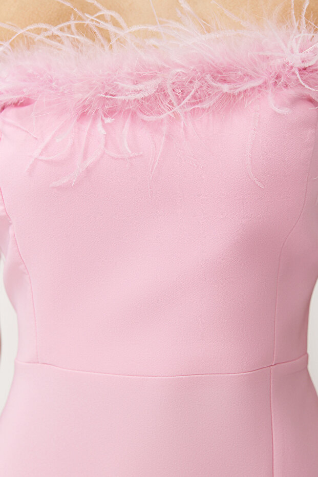 Rochie de seara cu detaliu Otrish roz deschis - TPRSS22AE0095 - 5