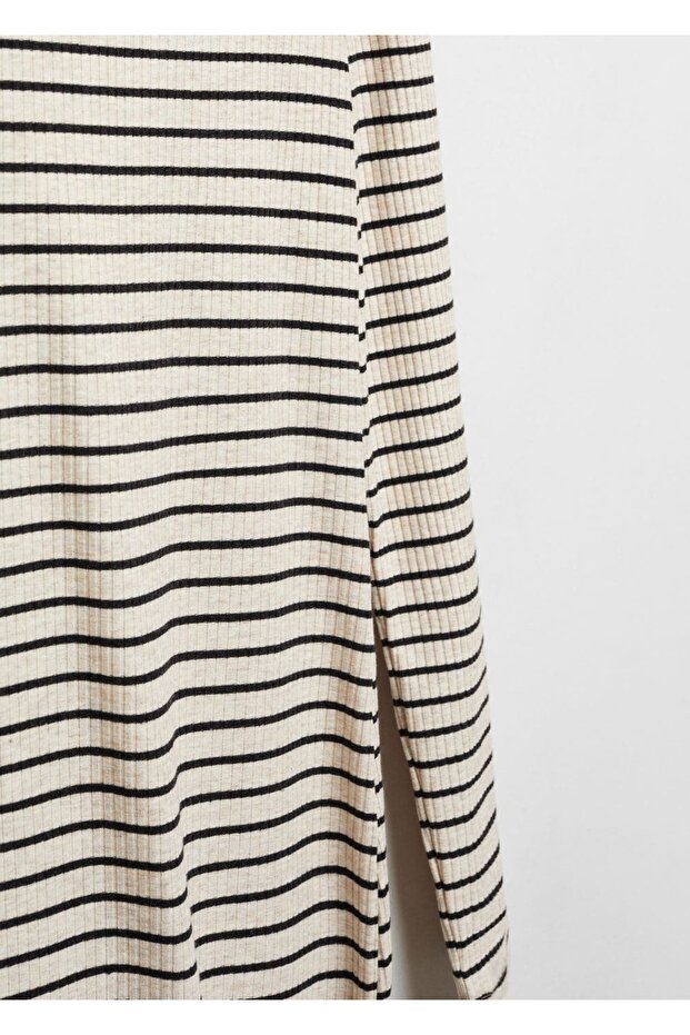 Çizgili lastik örgü elbise - 8