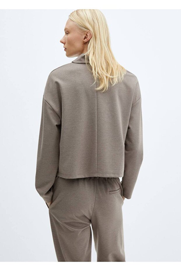 Boğazlı degaje yaka sweatshirt - 4