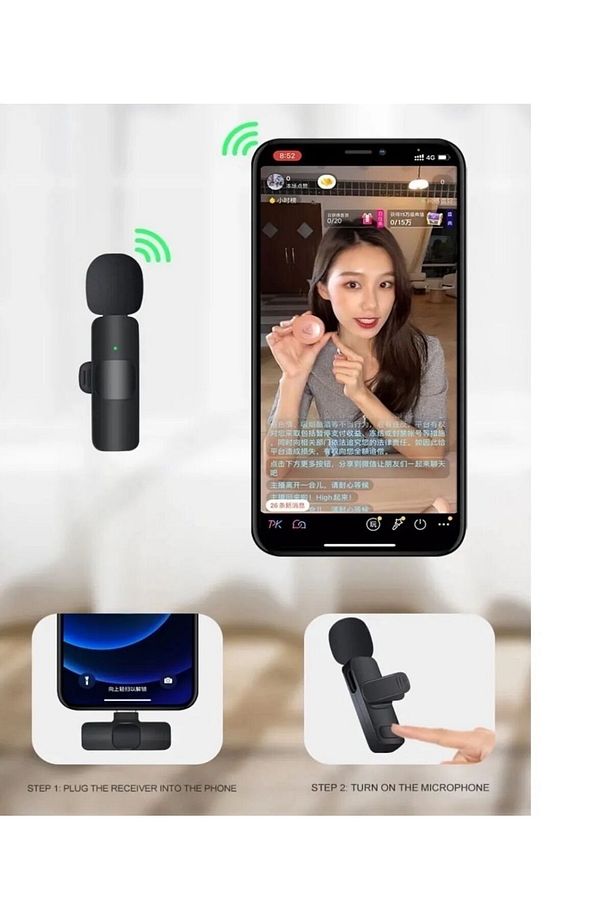 Kablosuz Yaka Mikrofonu Type-c Android Uyumlu , Iphone 15,15 Pro,15 proMax uyumlu mini mikrofon - 3