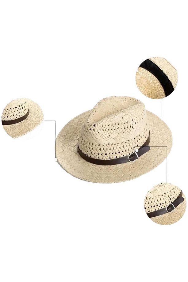 Unisex Yazlık Organik Örme Hasır Fötr Şapka - 3