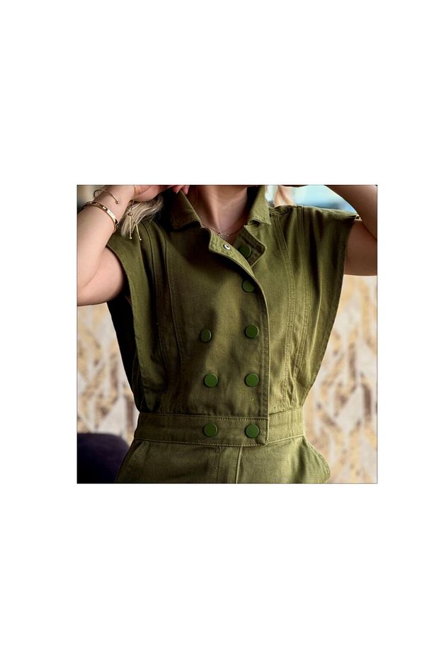Gabardin Haki Elbise - 1