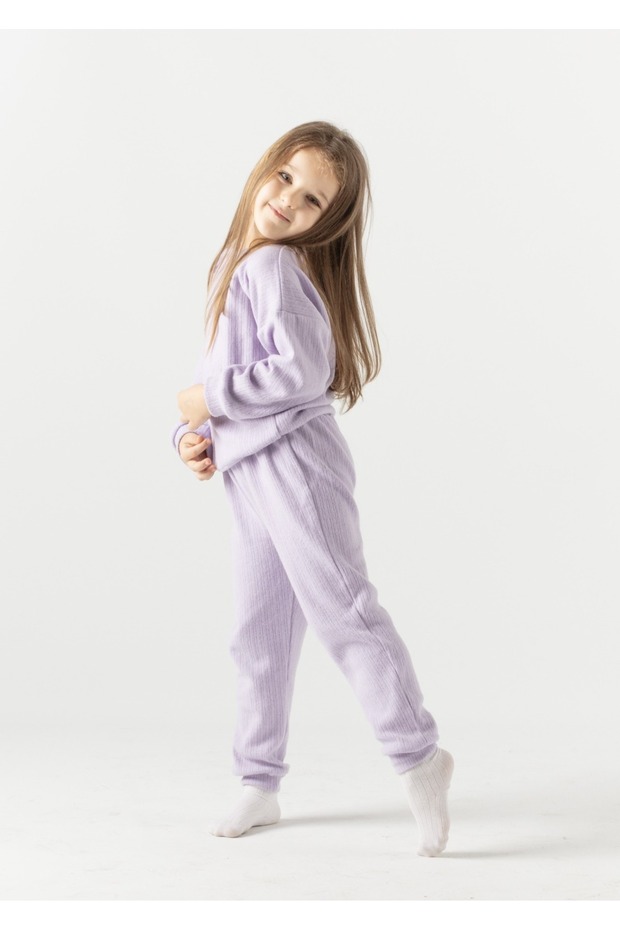 Interlock cotton tracksuit bottom top girl child double suit