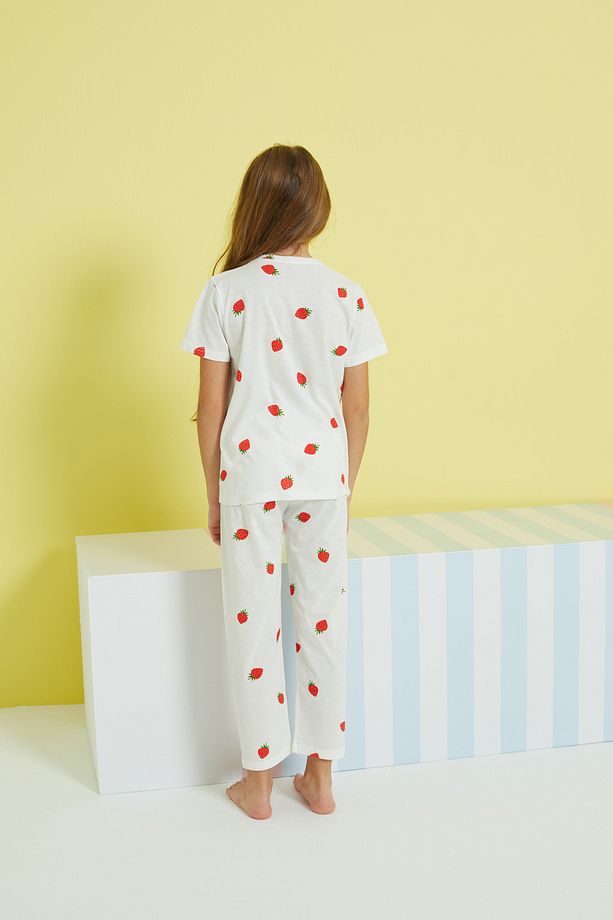 ekru çok renkli Örme Pijama Takım - 5
