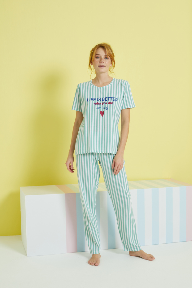 çok renkli Örme Pijama Takım - 2