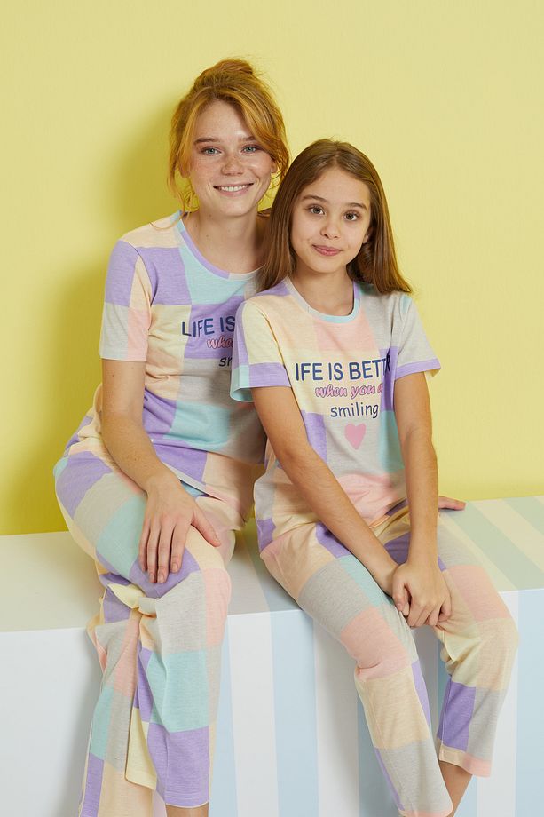 çok renkli Örme Pijama Takım - 1