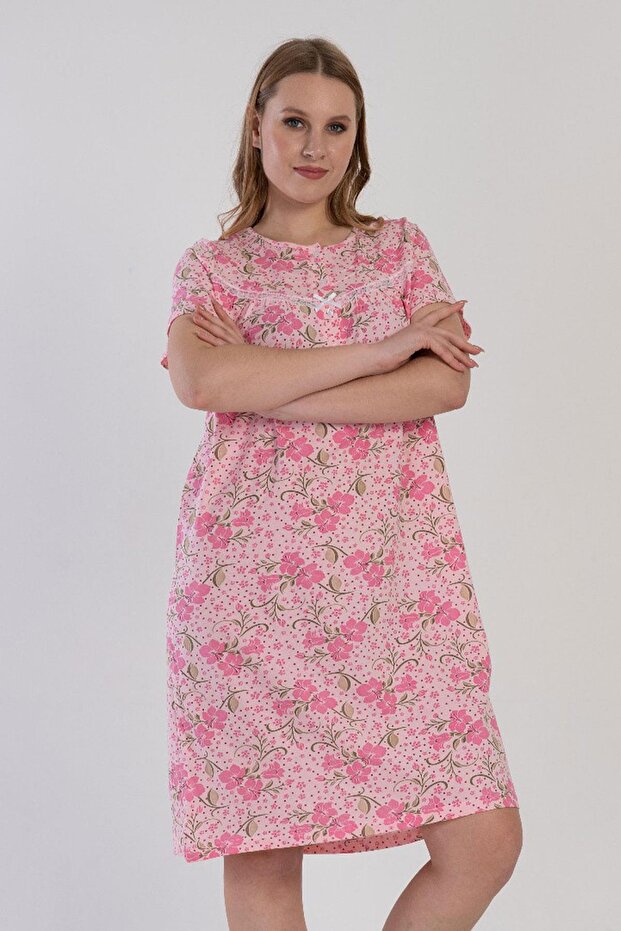 Women's Short Sleeve Pink Nightgown C0T8N3161