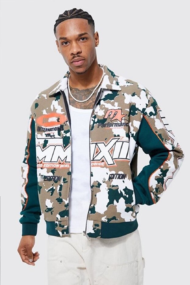 Unisex Boxy Limited Edition Motosport Zippered Bomber Jacket
