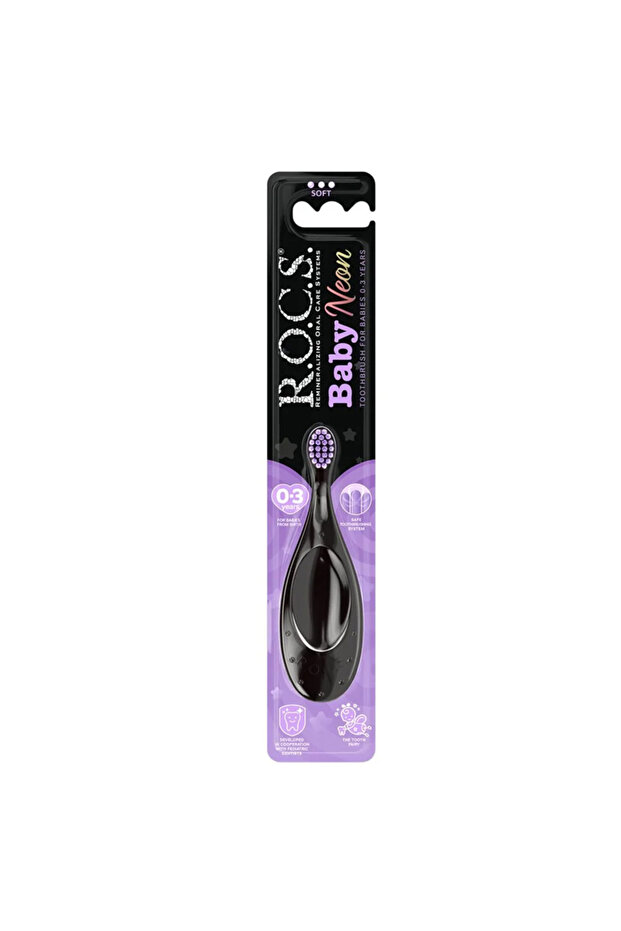 Rocs Baby Neon - Neon Purple Toothbrush for Babies, 0-3 Years