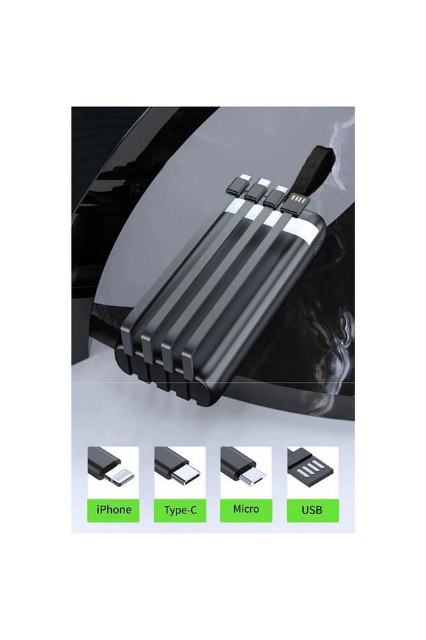 Pw-86 30.000 Mah 1xusb Kamp Işıklı Lcd Gösterge Dahili Mikro Type-c Lightning Powerbank - 1