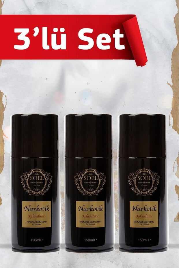 Erkek Deodorant Sprey 3 Adet Afrodizyak Içerikli Narkotik 150 Ml - 1