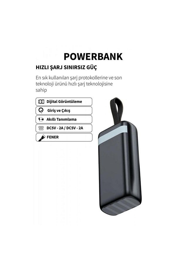 Pw-86 30.000 Mah 1xusb Kamp Işıklı Lcd Gösterge Dahili Mikro Type-c Lightning Powerbank - 7