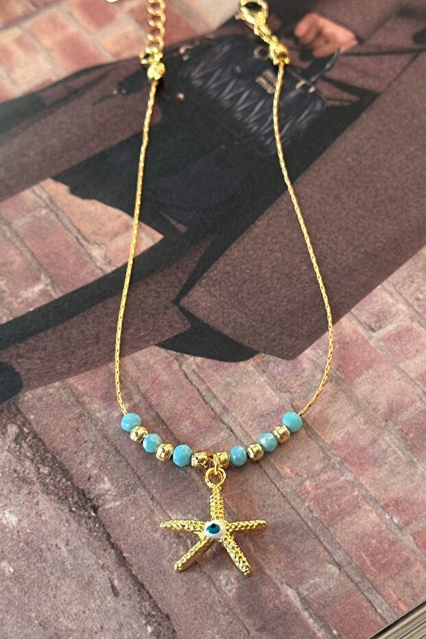 Starfish Model Crystal Detailed Anklet