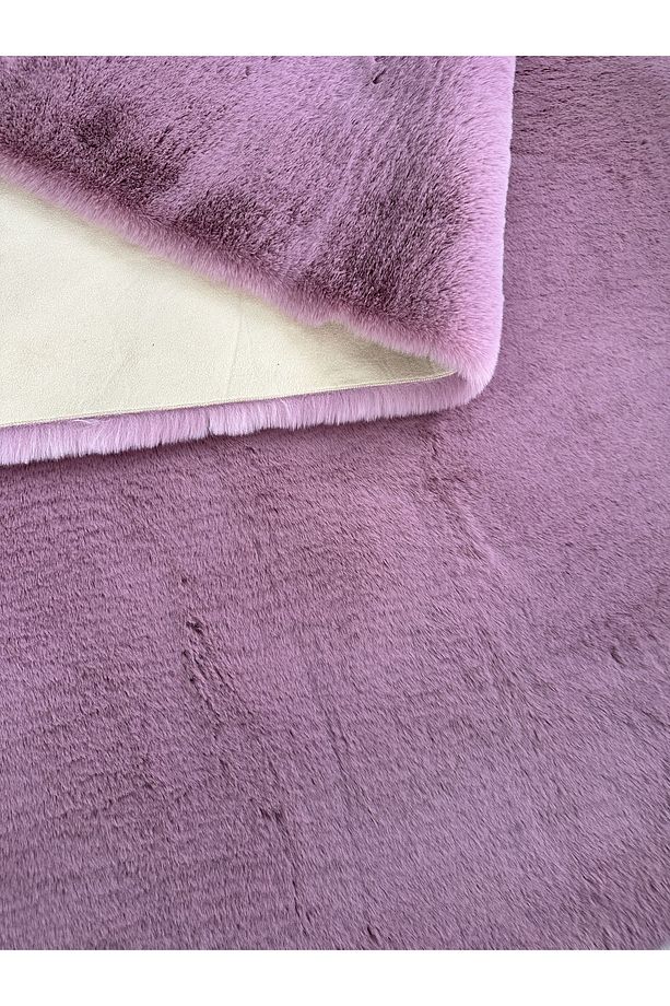Modern Tavşan Tüyü Yumuşacık Tüy Dökmez Peluş Halı Lila - 6