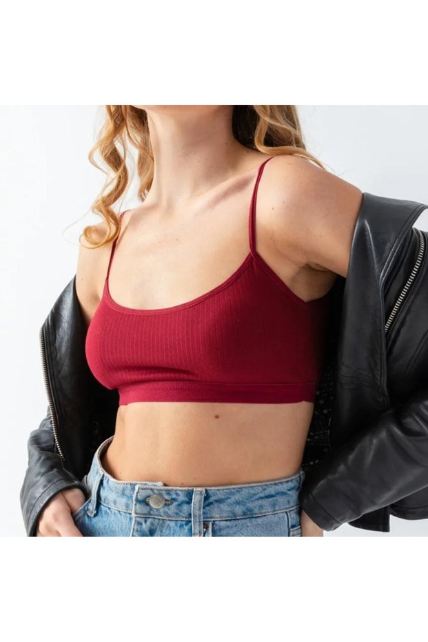 Sports bra with pads, rib, combed cotton