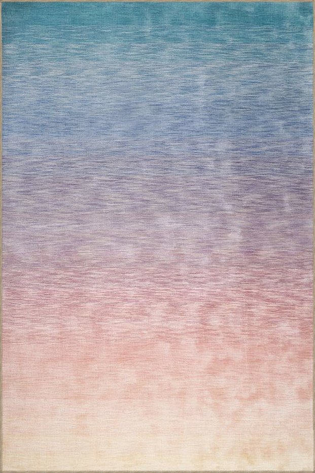 Pastel Painted Modern Decorative Carpet in Blue Pink Tones 4398
