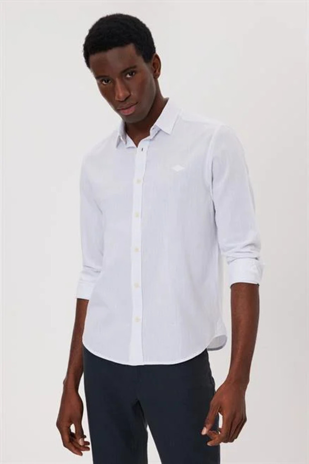 LCM241005 Lee Cooper Ketsa Men's U.Sleeve Woven Shirt 242 WHITE