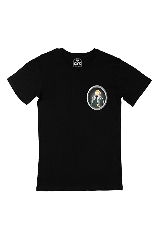 Black T-Shirt with Fatih Sultan Mehmet Pocket Logo Design