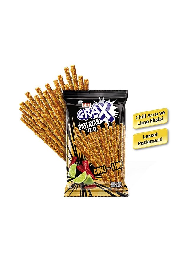 Crax Patlayan Lezzet Chili-Lime Çubuk Kraker 50 g x 18 Adet - 3