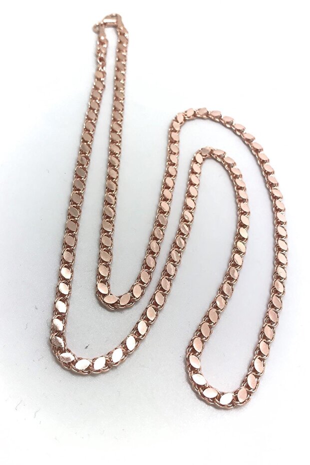 Gümüş Rose Arpa Pullu Zincir Kolye 3,5 mm - 1