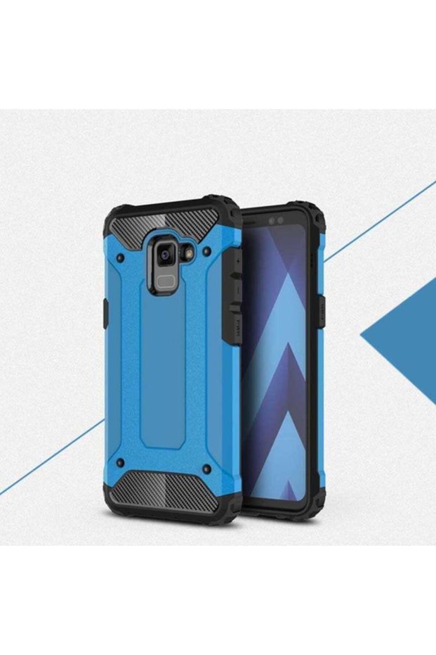 متوافق مع هاتف Galaxy A6 2018 - حافظة واقية مزدوجة الطبقات من نوع Crash Military Tank - أزرق