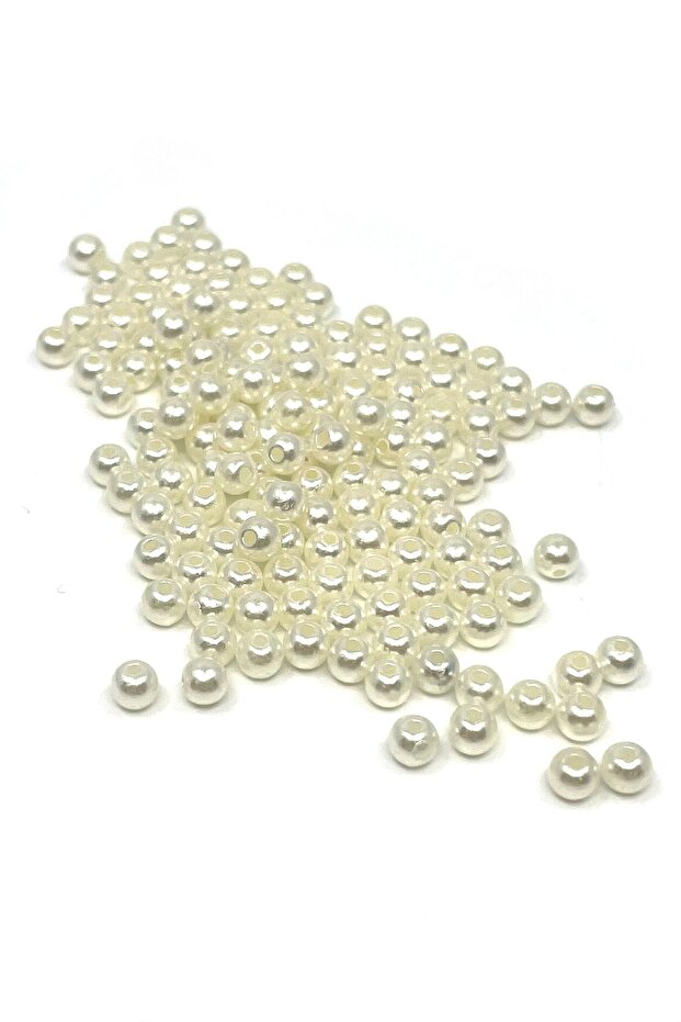 Lux Pearl Beads 4 Mm Plastic Cream Color (50 Grams)
