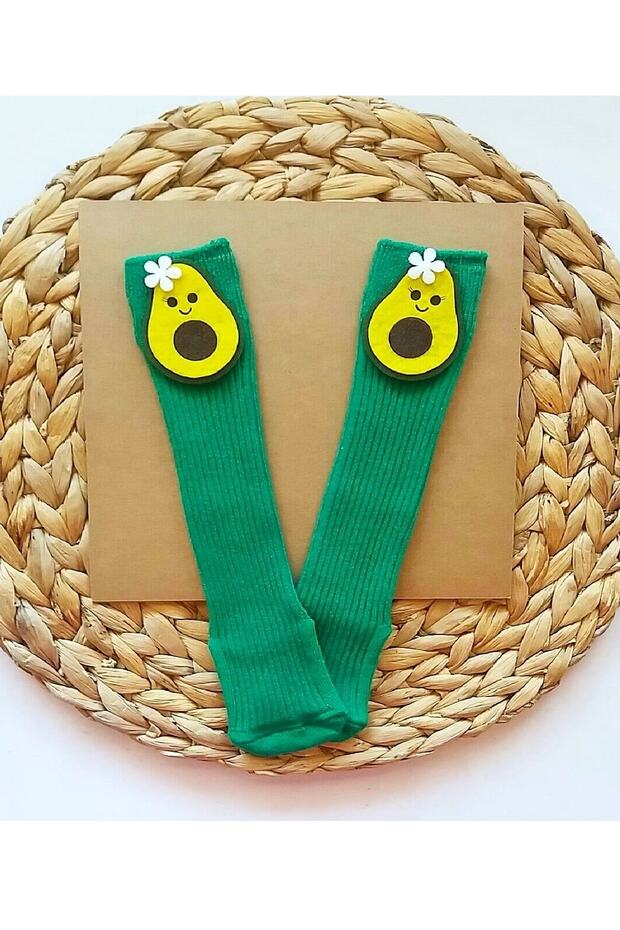 Baby Girl Avocado Felt Decorated Knee Socks Baby Knee Socks