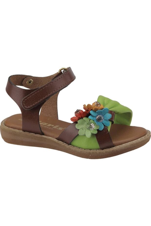 51.507045b Green Girl's Leather Sandals