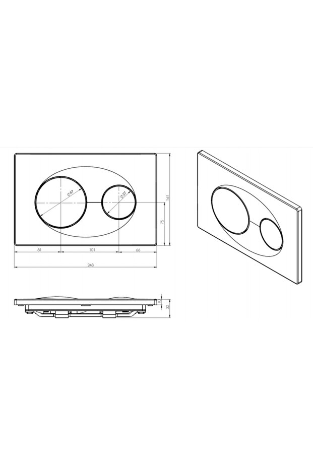 Serel Gömme Rezervuar Kumanda Paneli P400190 Soft Siyah Panel - 2